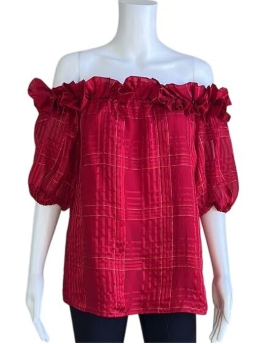 VINTAGE Jim Heilman 100% Silk Off the Shoulder Top - 12